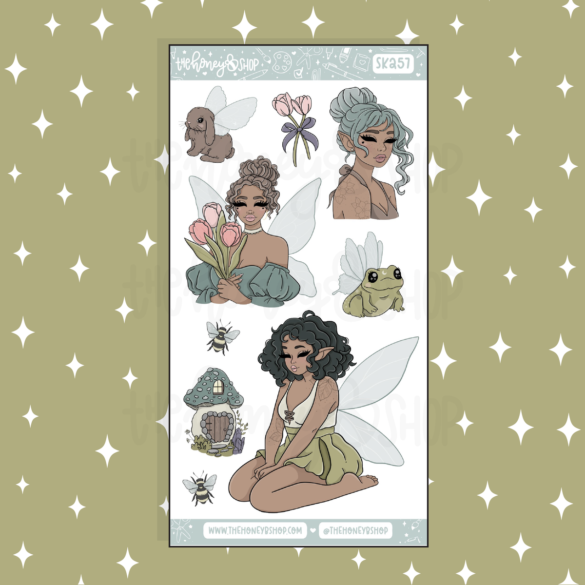 Fairycore Large Babe Deco Doodle Sticker | A La Carte | Choose your Skin Tone!
