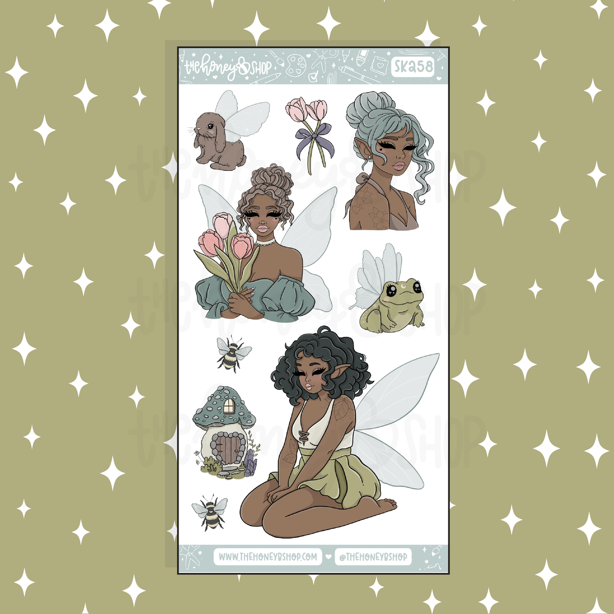 Fairycore Large Babe Deco Doodle Sticker | A La Carte | Choose your Skin Tone!