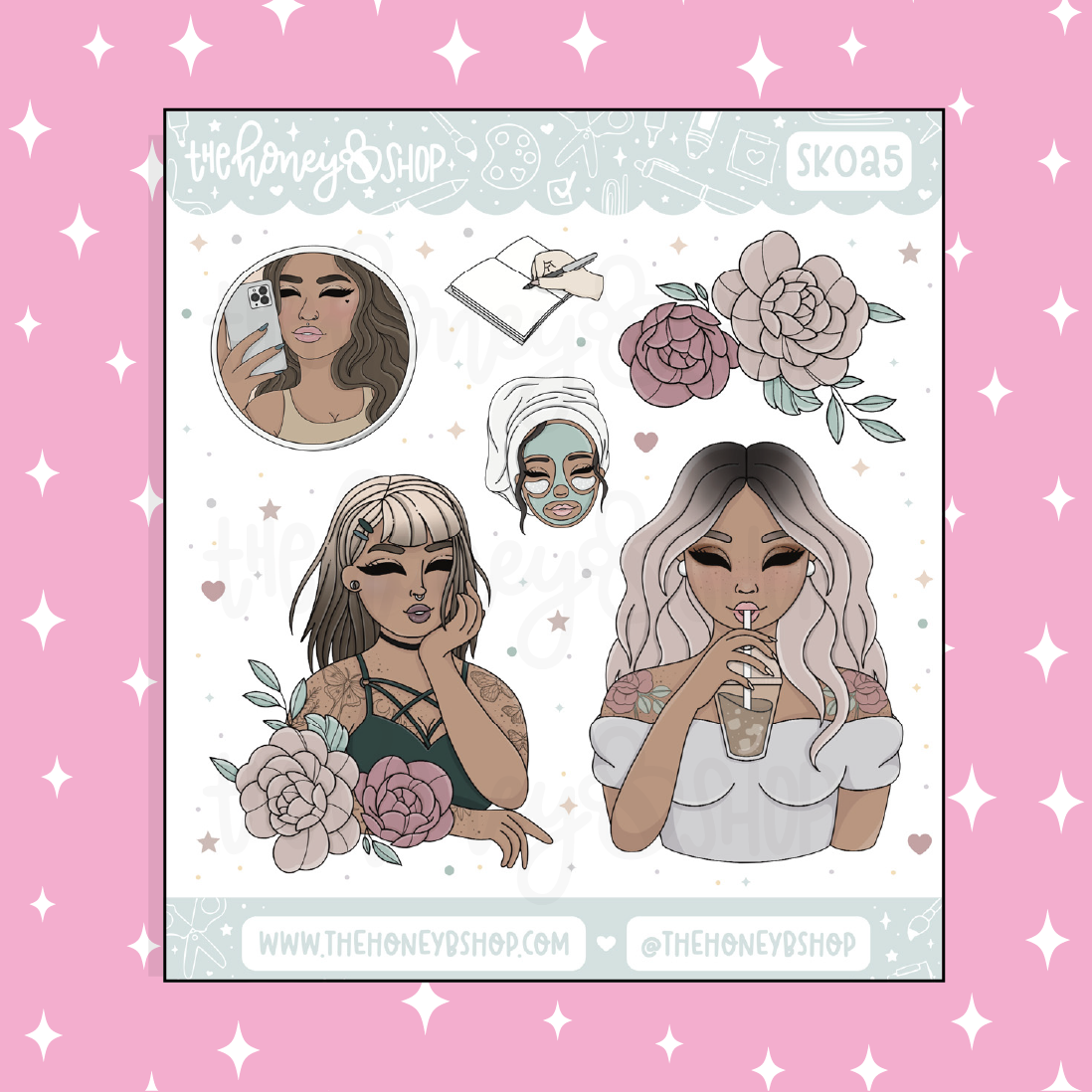 Reset Babe Deco Doodle Sticker | Choose your Skin Tone!