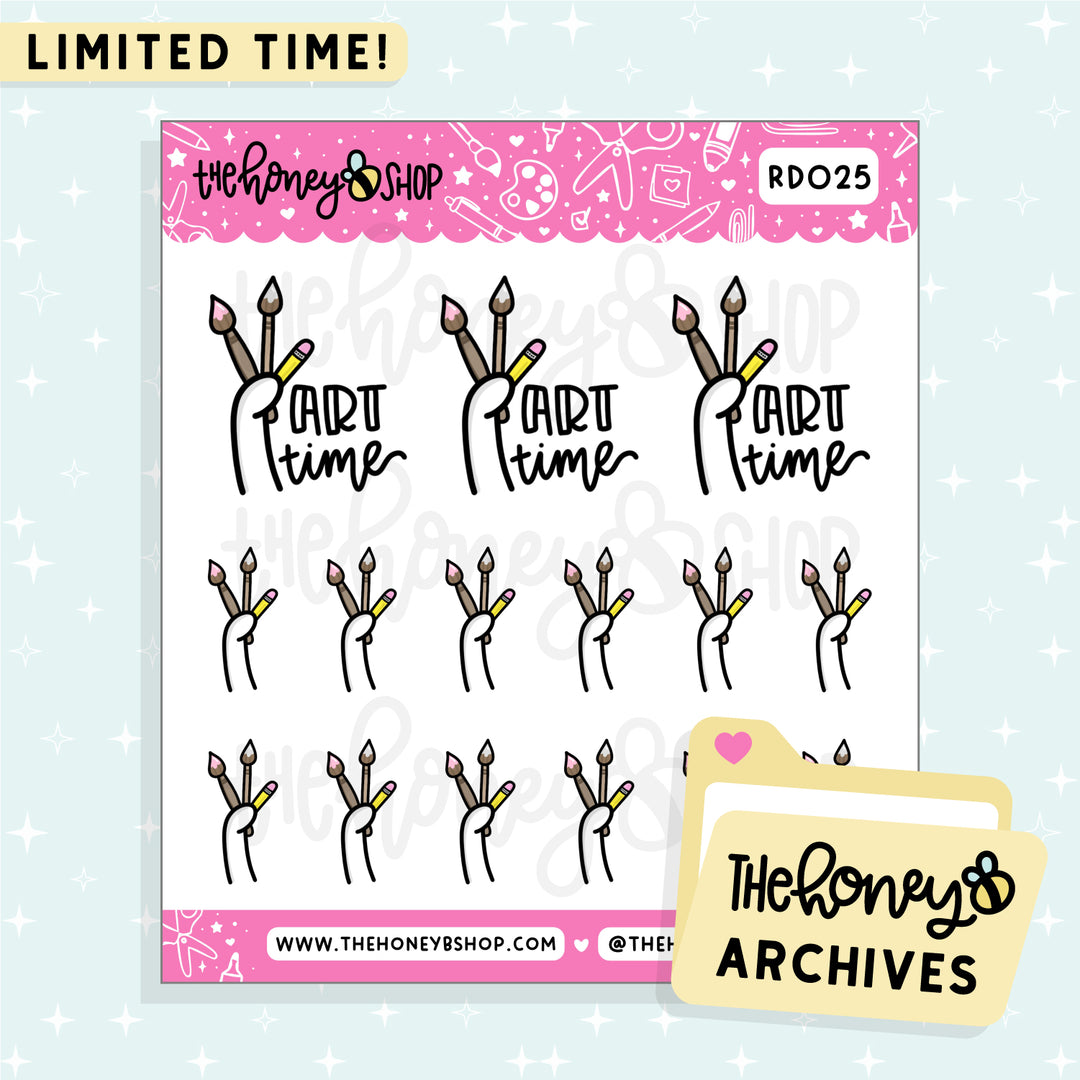 Art Time Doodle Sticker Sheet | TheHoneyB Archive