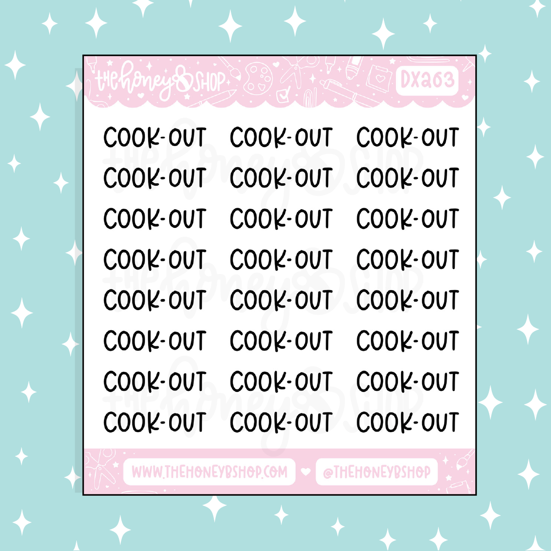 Cook Out Lettering Doodle Sticker