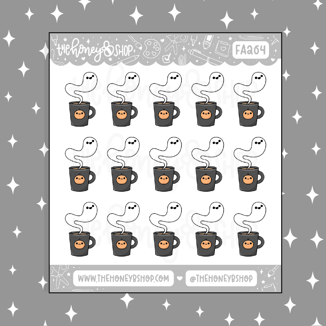 Spooky Ghostie Coffee Doodle Sticker