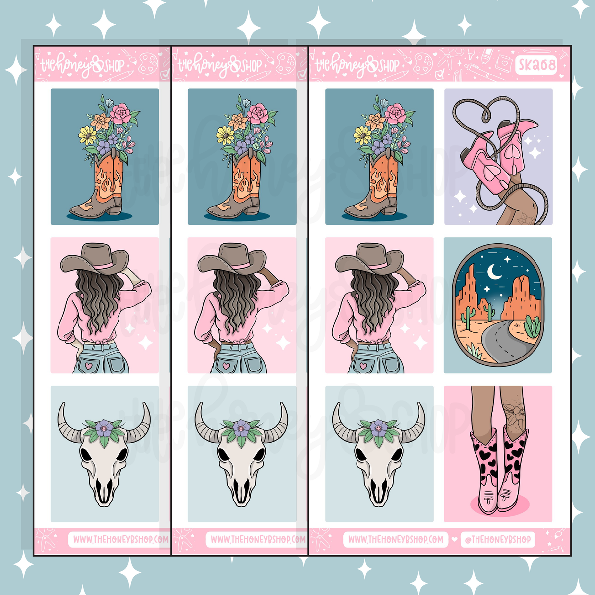 Desert Charm Full Boxes Doodle Sticker | A La Carte | Choose your Skin Tone!