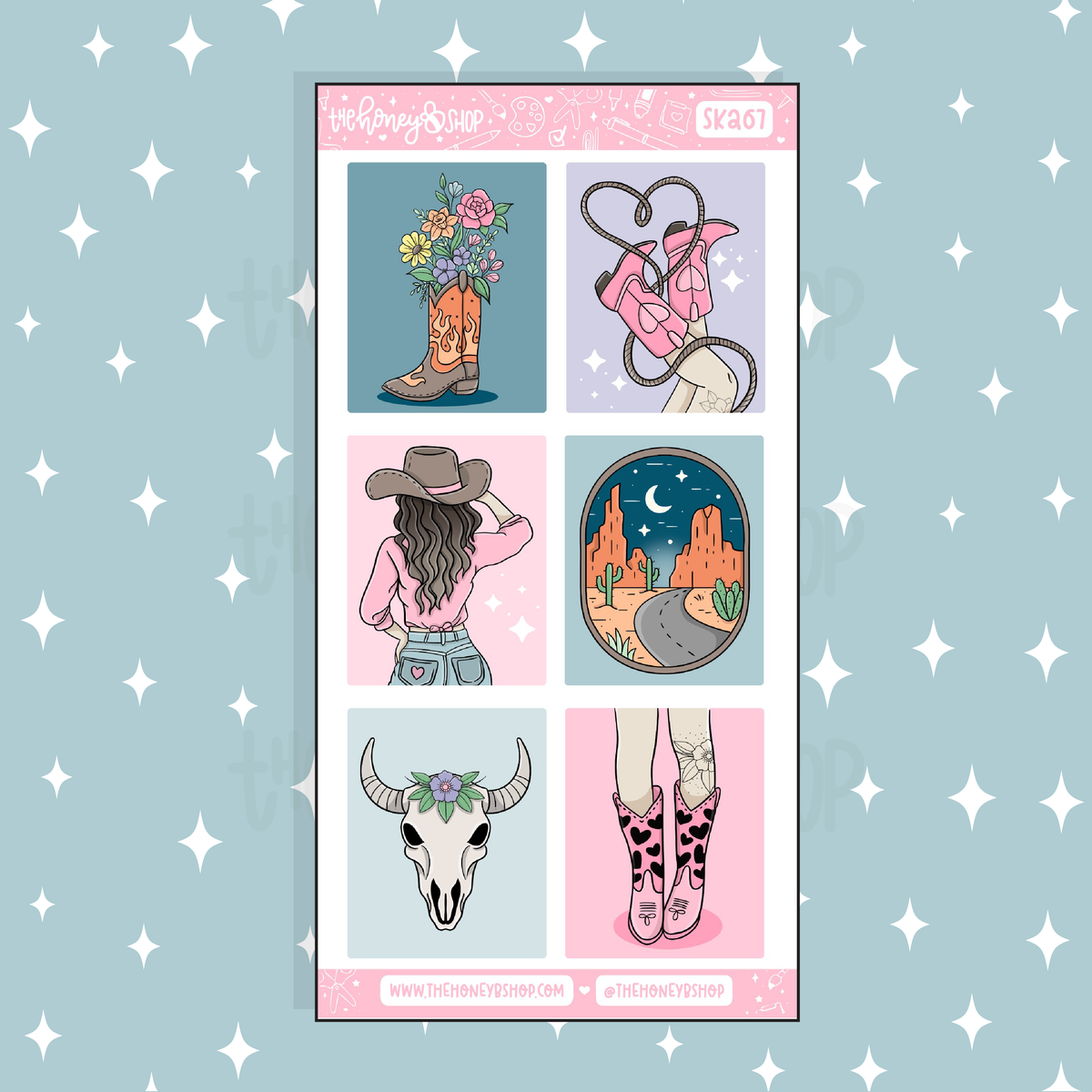 Desert Charm Full Boxes Doodle Sticker | A La Carte | Choose your Skin Tone!