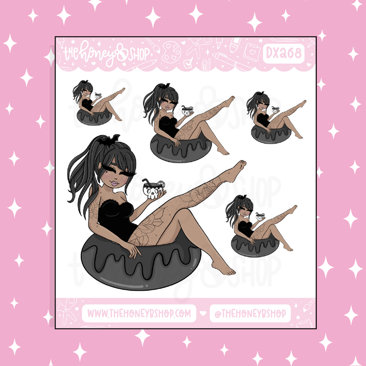 Hot Ghoul Summer Babe Doodle Sticker | Choose your Skin Tone!