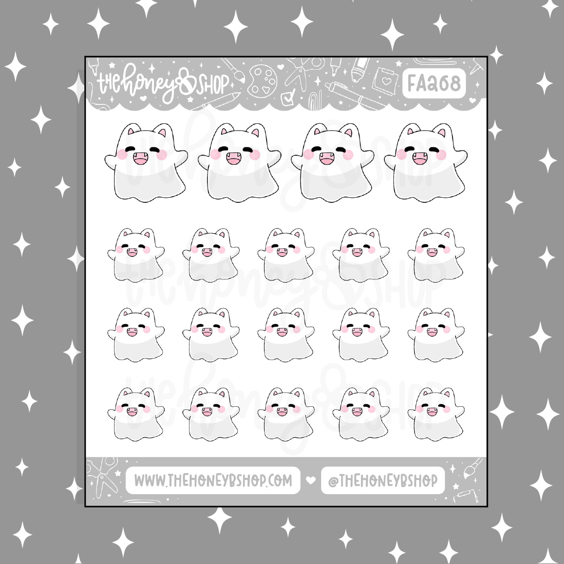 Ghostie Kitty Doodle Sticker
