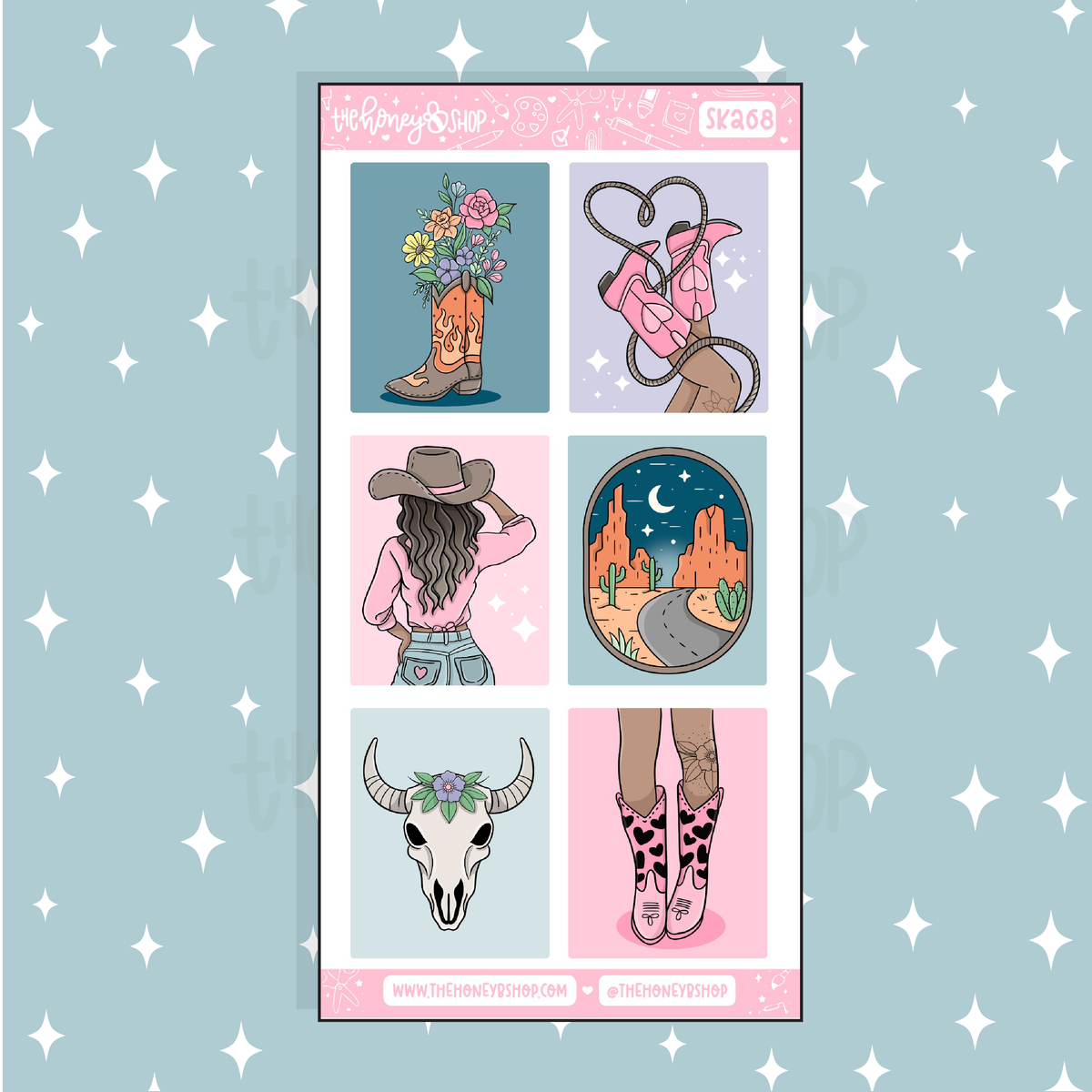 Desert Charm Full Boxes Doodle Sticker | A La Carte | Choose your Skin Tone!