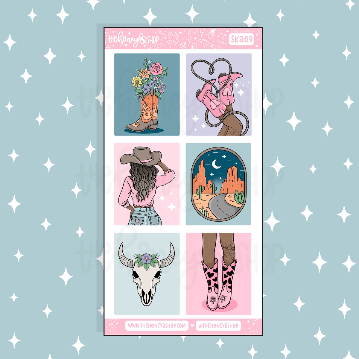 Desert Charm Full Boxes Doodle Sticker | A La Carte | Choose your Skin Tone!