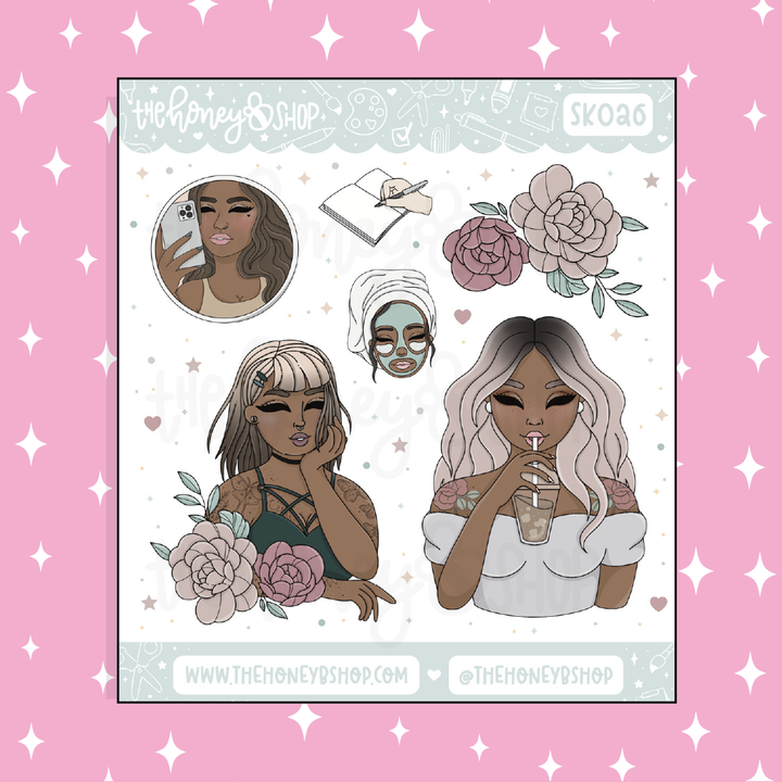 Reset Babe Deco Doodle Sticker | Choose your Skin Tone!