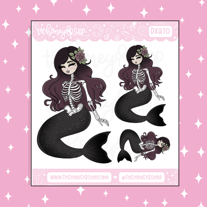 Skele Mermaid Babe Doodle Sticker | Choose your Skin Tone!