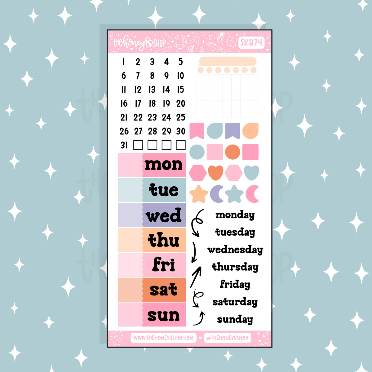 Desert Charm Days of the Week Doodle Sticker | A La Carte