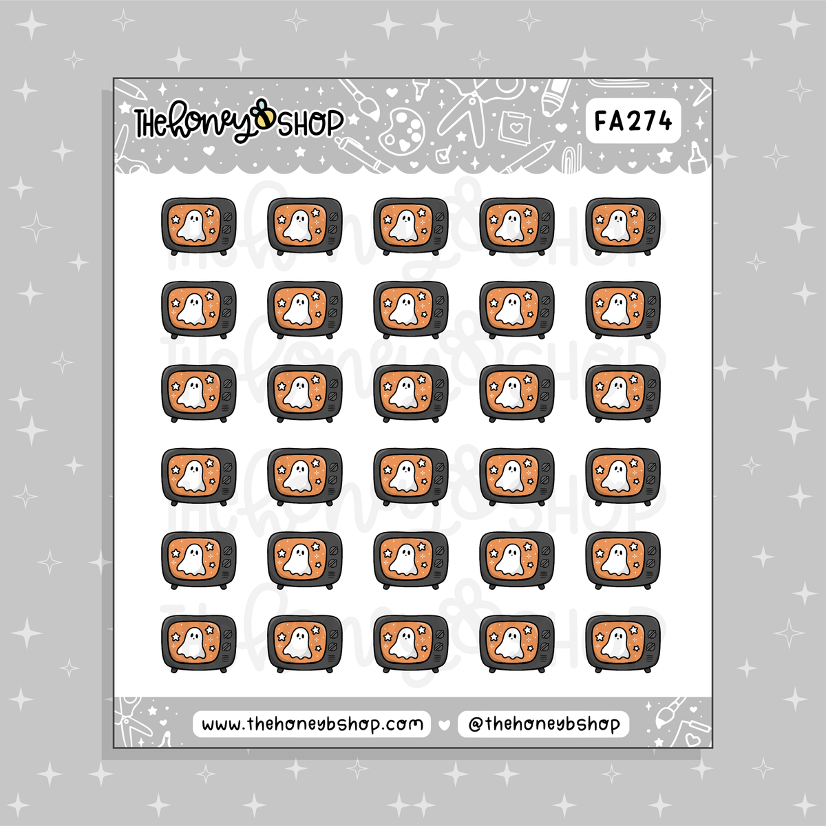 Spooky Television Doodle Sticker Sheet