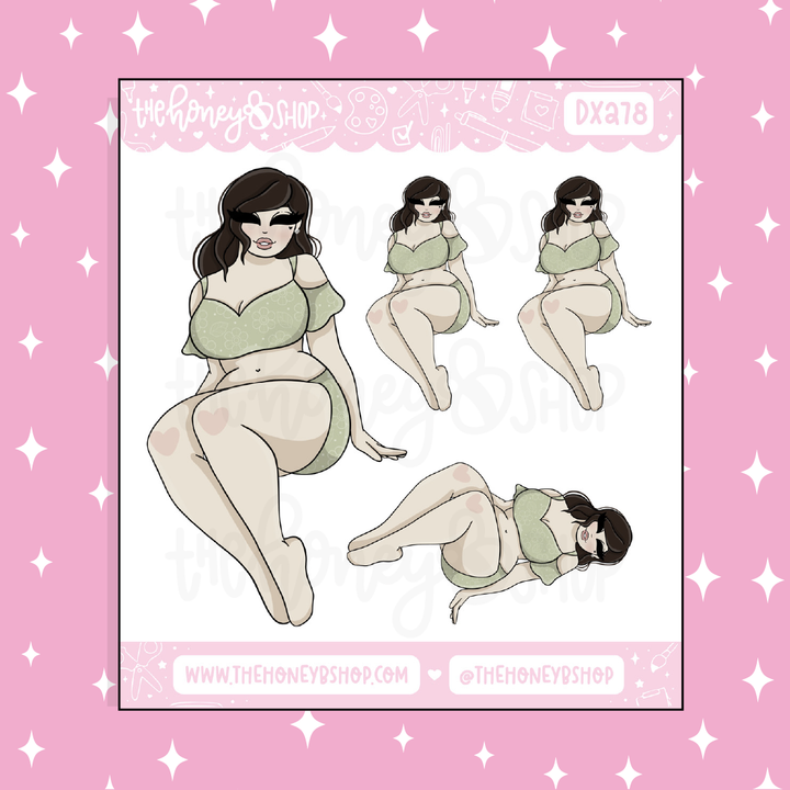 Poolside Babe Doodle Sticker | Choose your Skin Tone!