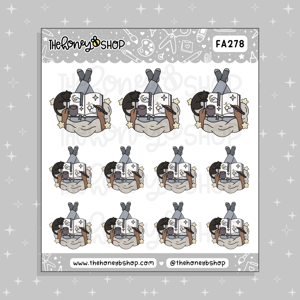 Magical & Cozy Journaling Session Doodle Sticker Sheet | Choose Your Skin Tone!