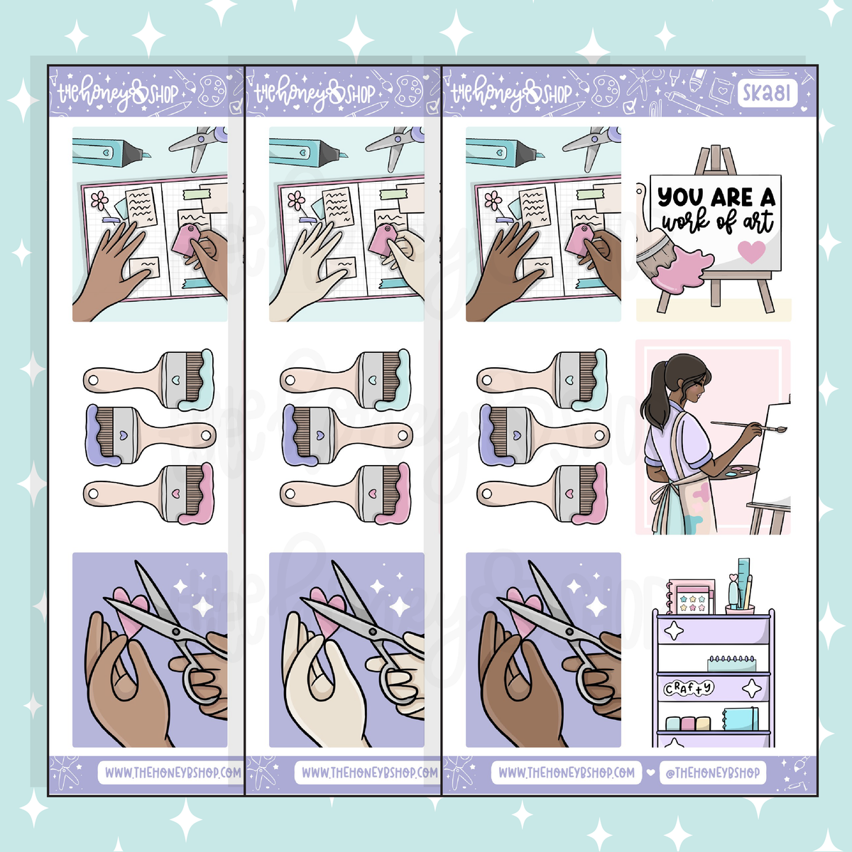 Crafty AF Full Boxes Doodle Sticker | A La Carte | Choose your Skin Tone!