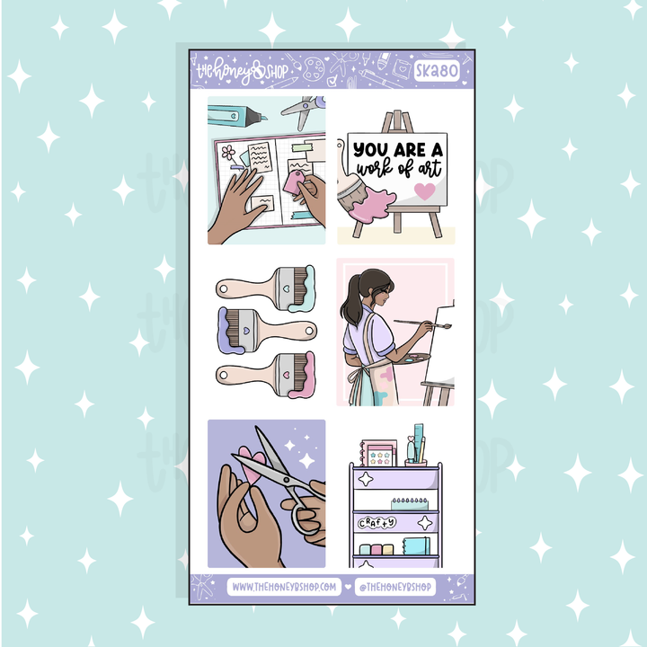 Crafty AF Full Boxes Doodle Sticker | A La Carte | Choose your Skin Tone!