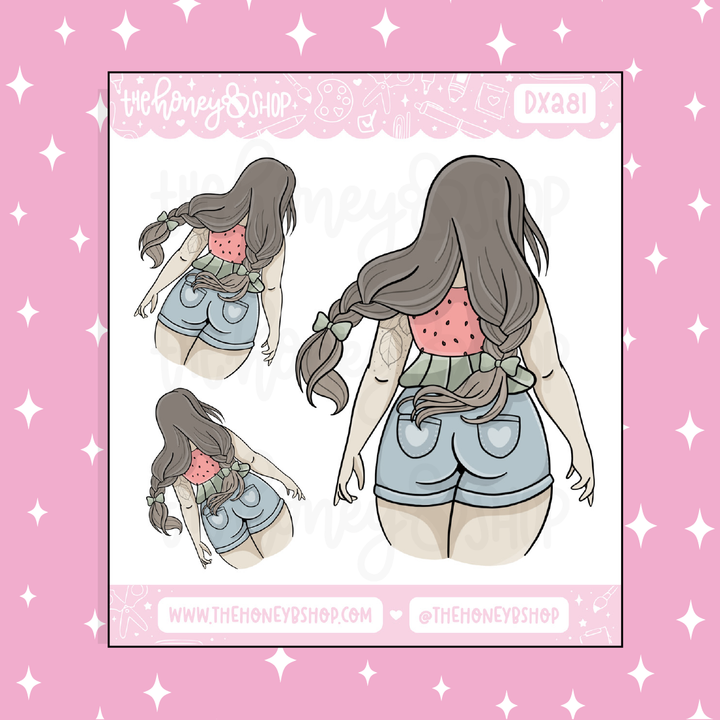 Watermelon Cutie Babe Doodle Sticker | Choose your Skin Tone!