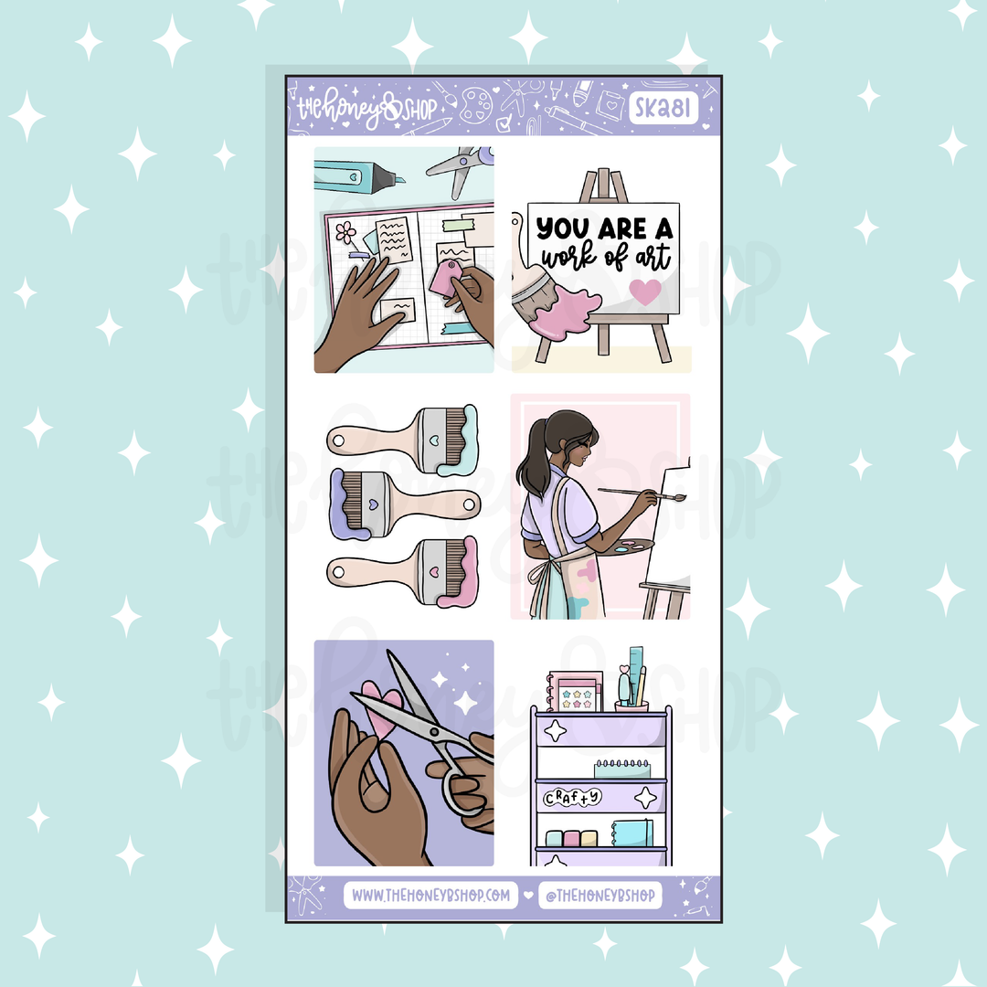 Crafty AF Full Boxes Doodle Sticker | A La Carte | Choose your Skin Tone!