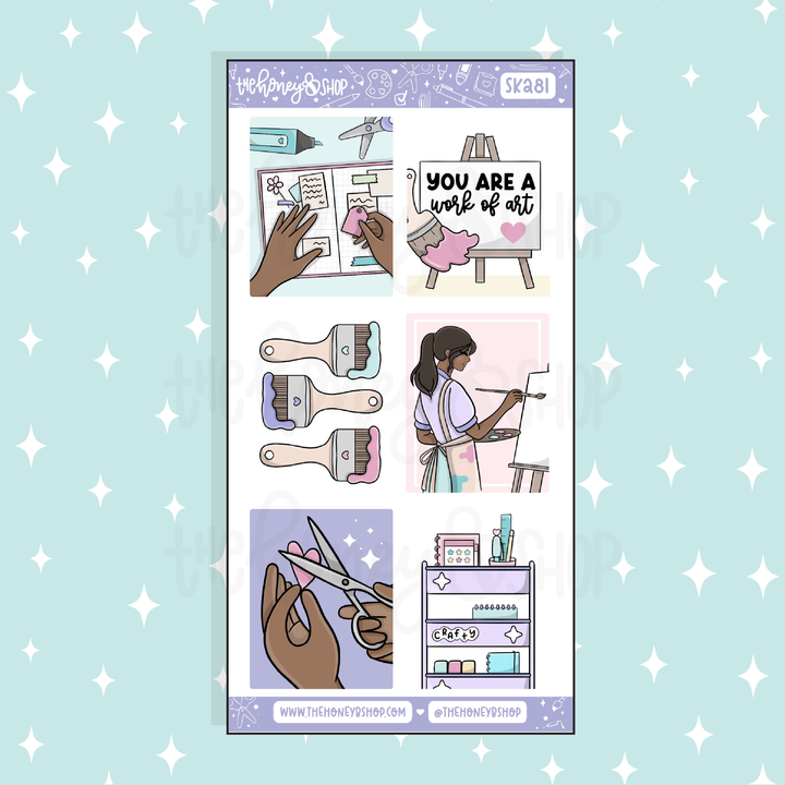 Crafty AF Full Boxes Doodle Sticker | A La Carte | Choose your Skin Tone!