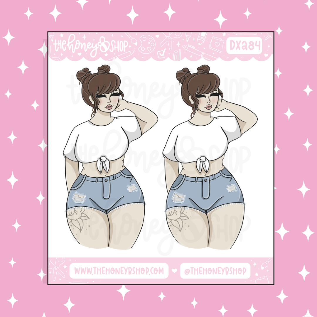 Casual Summer Outfit Babe Doodle Sticker | Choose your Skin Tone!