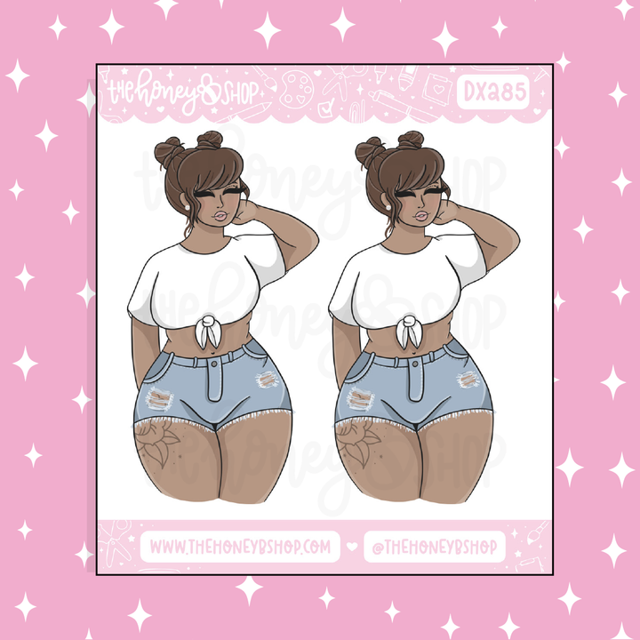 Casual Summer Outfit Babe Doodle Sticker | Choose your Skin Tone!