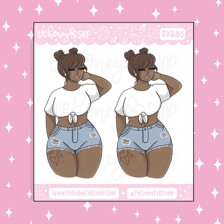 Casual Summer Outfit Babe Doodle Sticker | Choose your Skin Tone!