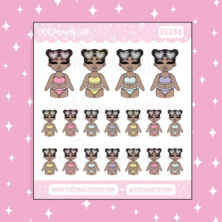 Swimsuit Ready Babe Doodle Sticker | Choose your Skin Tone!