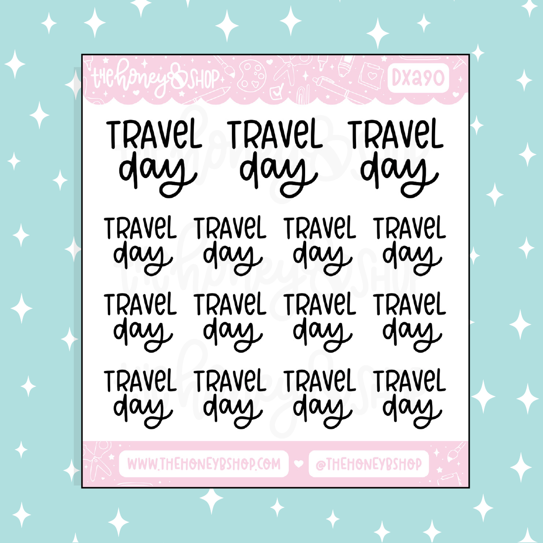 Travel Day Lettering Doodle Sticker