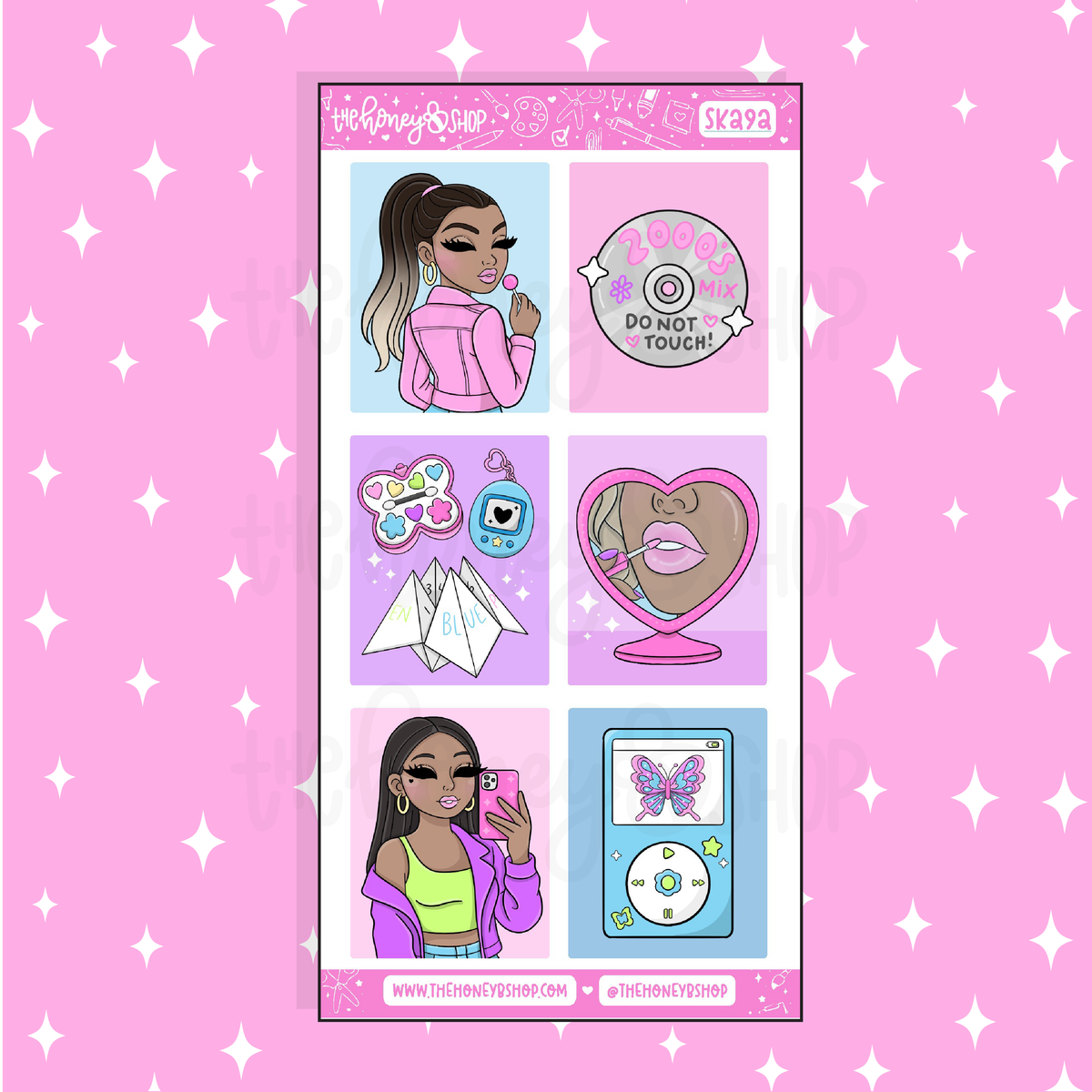 Y2K Full Boxes Doodle Sticker | A La Carte | Choose your Skin Tone!