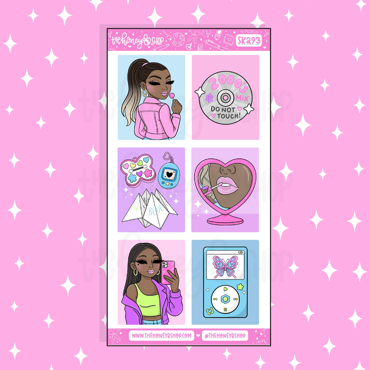 Y2K Full Boxes Doodle Sticker | A La Carte | Choose your Skin Tone!