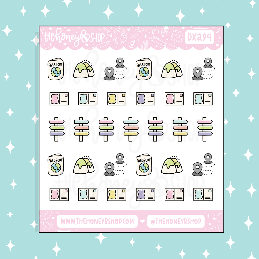 Traveling Icons / Passport / Postcard Doodle Sticker