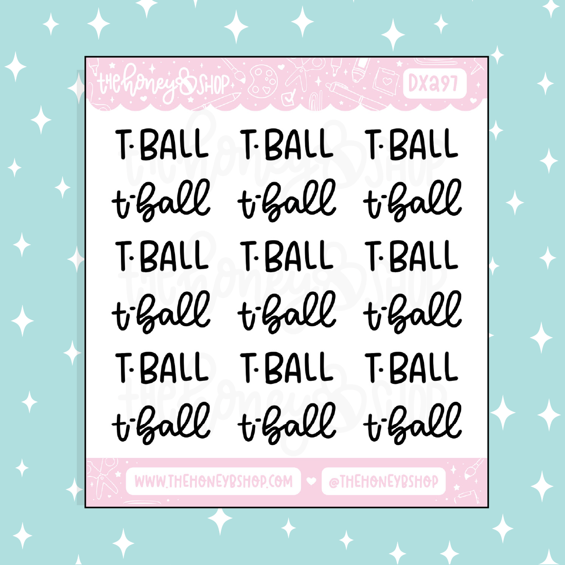 T-Ball Lettering Doodle Sticker