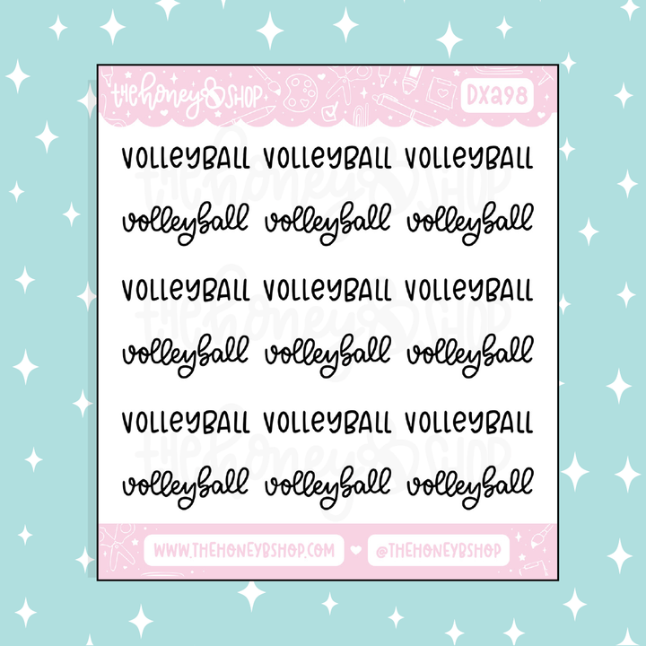 Volleyball Lettering Doodle Sticker