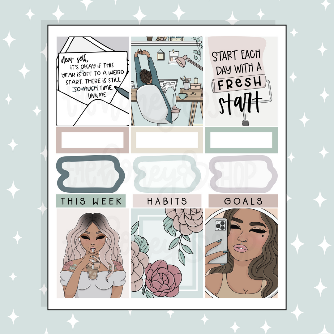 Reset Full Boxes Doodle Sticker | A La Carte | Choose your Skin Tone!