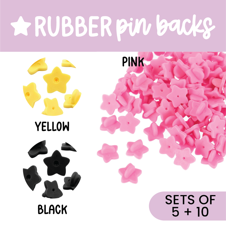 Star Rubber Pin Backs | Pack of 5 | Choose your Color