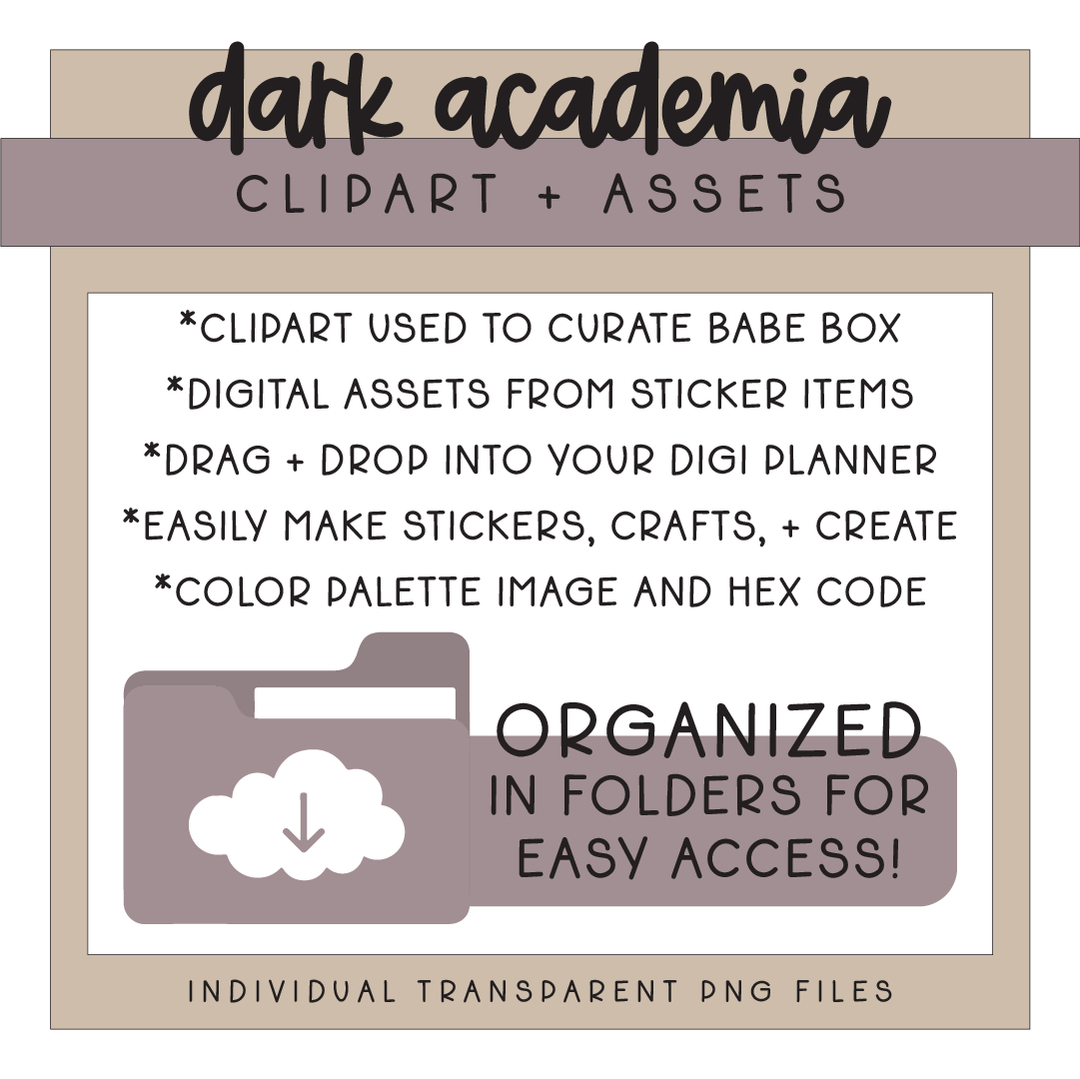 Dark Academia | Deluxe Digital Babe Box - Printable Stickers &amp; Clipart
