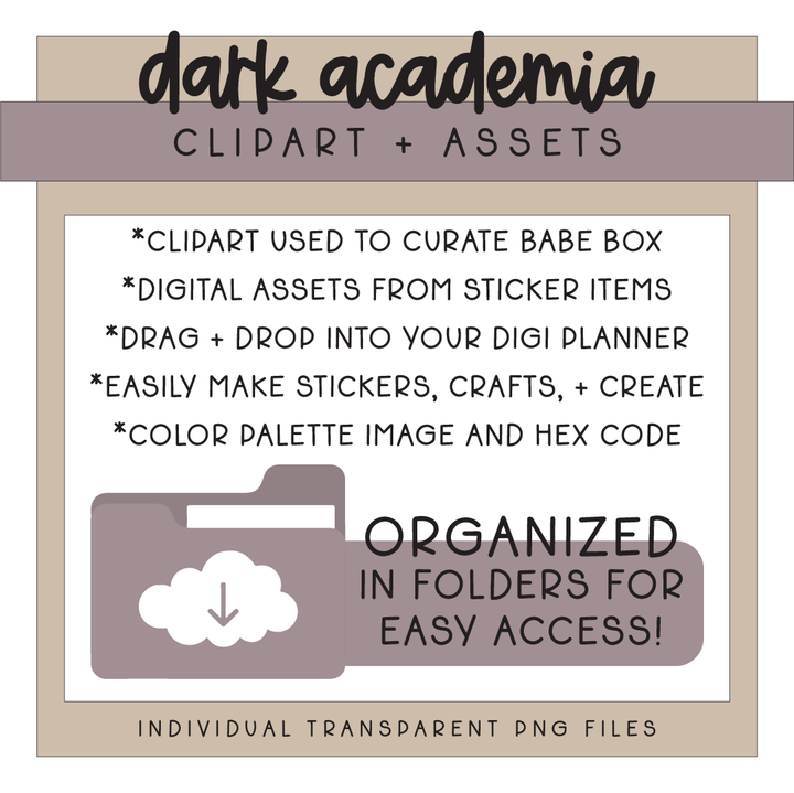 Dark Academia | Deluxe Digital Babe Box - Printable Stickers &amp; Clipart