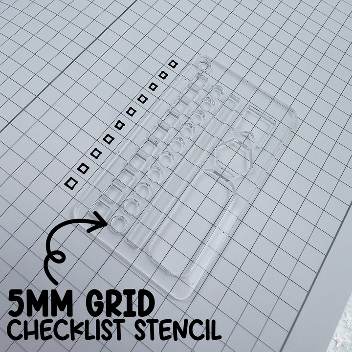 5MM Grid Checklist Stencil | Clear Acrylic