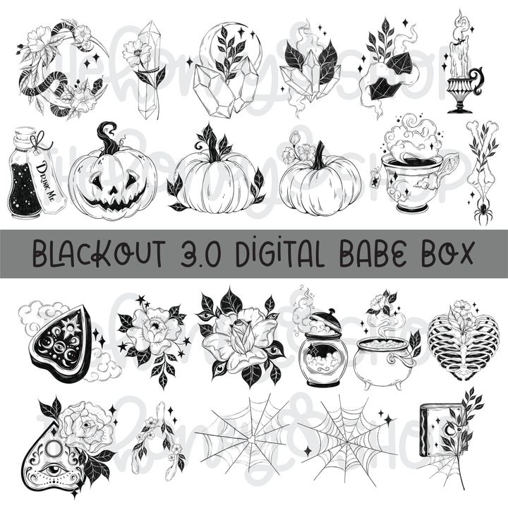 Blackout 3.0 | Sep 2023 Digital Babe Box - Clipart &amp; Digital Papers