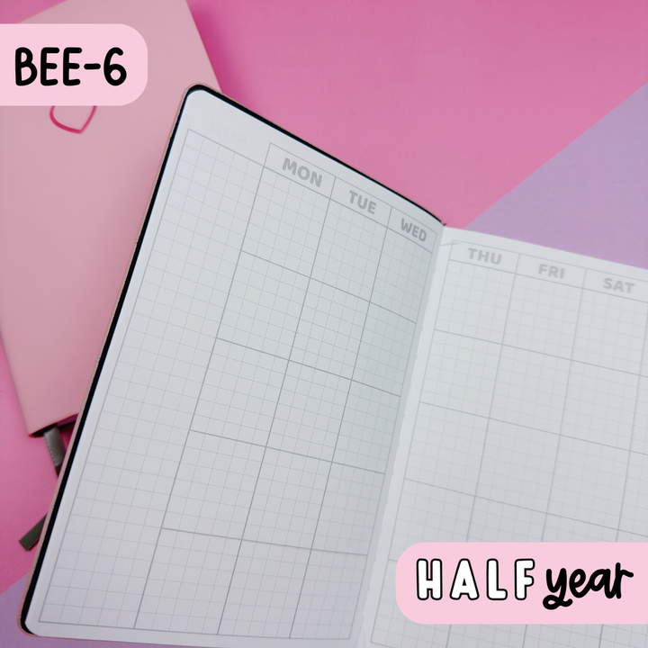 Half Year BEE-6 THBS Planner | Undated Monthly, Weekly, + Daily Planner | 100GSM Paper