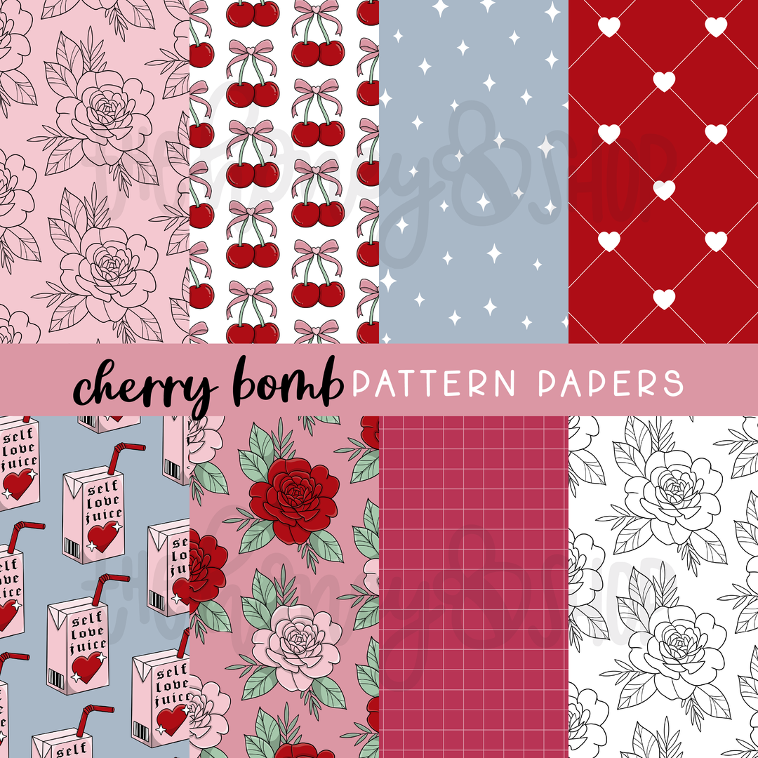 Cherry Bomb | Deluxe Digital Babe Box - Printable Stickers &amp; Clipart