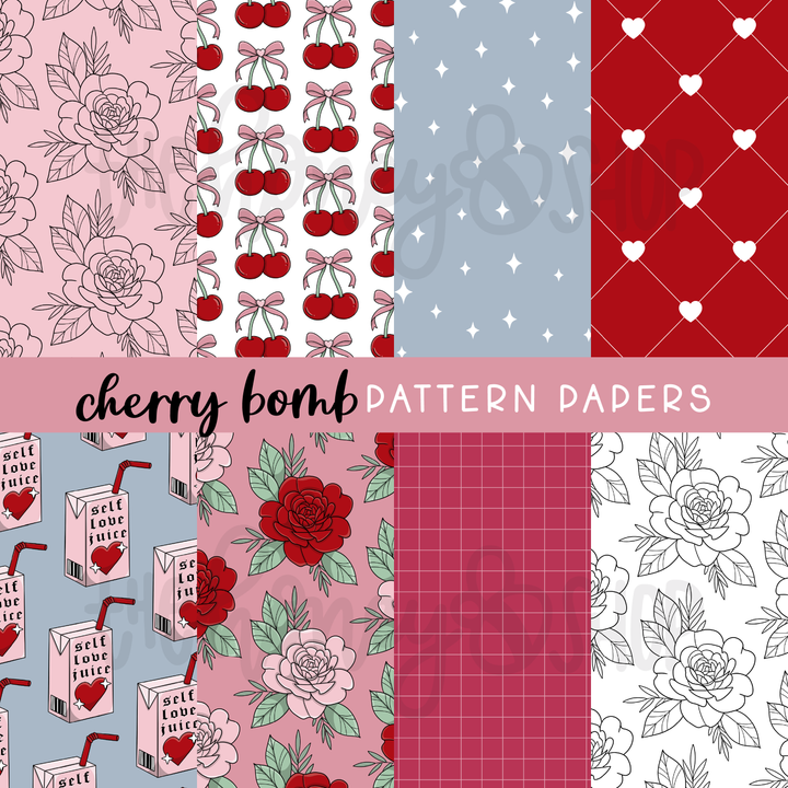 Cherry Bomb | Deluxe Digital Babe Box - Printable Stickers &amp; Clipart