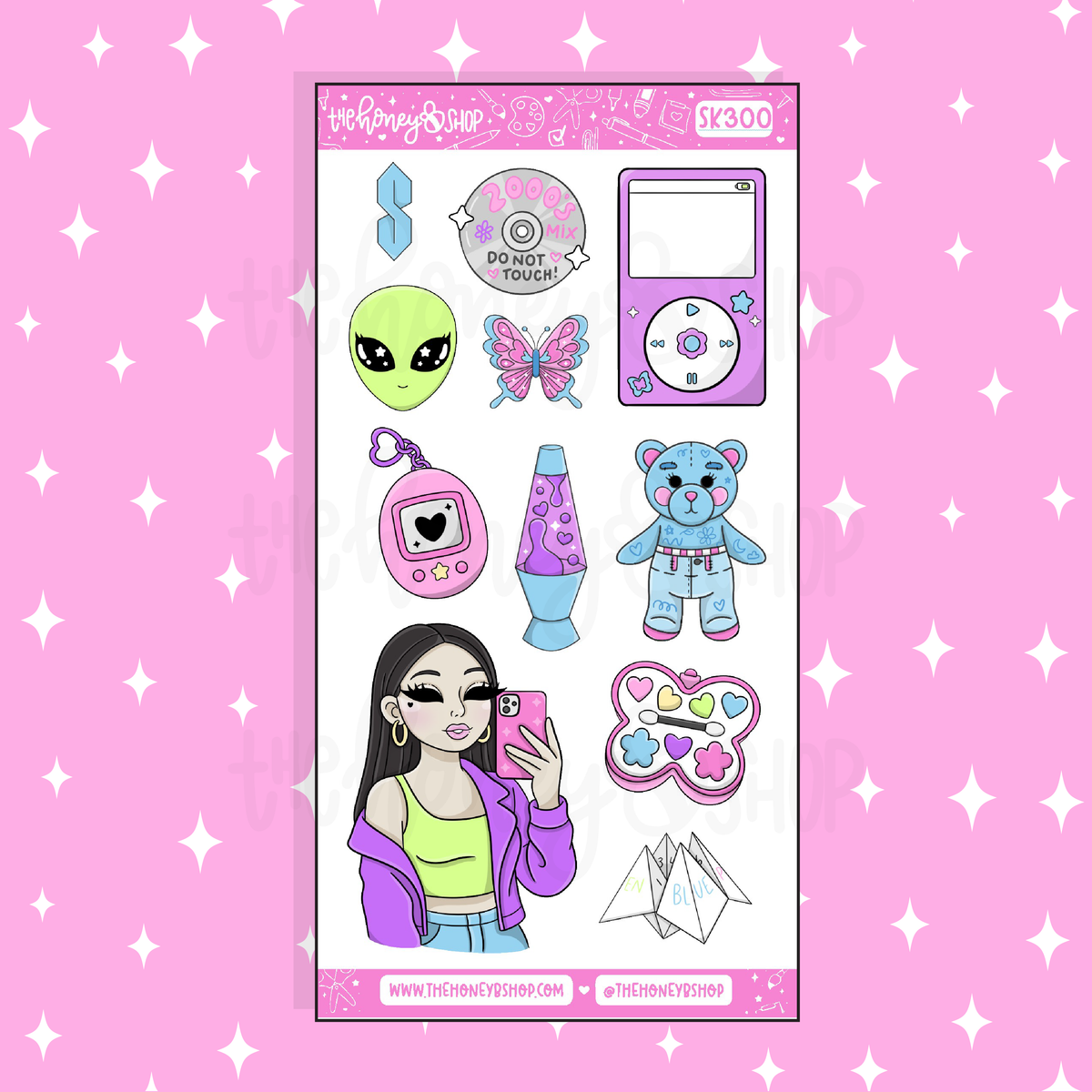 Y2K Large Babe Deco Doodle Sticker | A La Carte | Choose your Skin Tone!