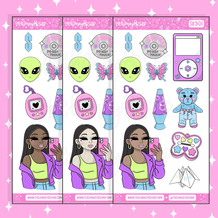 Etiqueta engomada del Doodle de las cajas llenas de las duchas | A la carta | ¡Elige tu tono de piel!