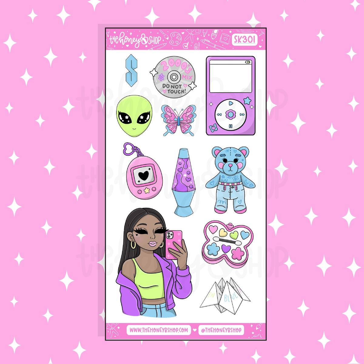 Y2K Large Babe Deco Doodle Sticker | A La Carte | Choose your Skin Tone!