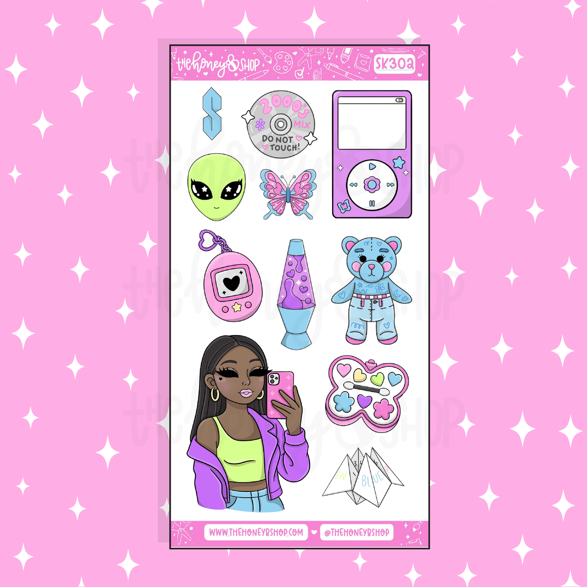 Y2K Large Babe Deco Doodle Sticker | A La Carte | Choose your Skin Tone!