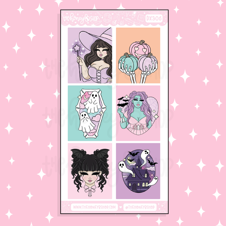 Pastel Spooky Full Boxes Doodle Sticker | October Patreon | Choose your Skin Tone!