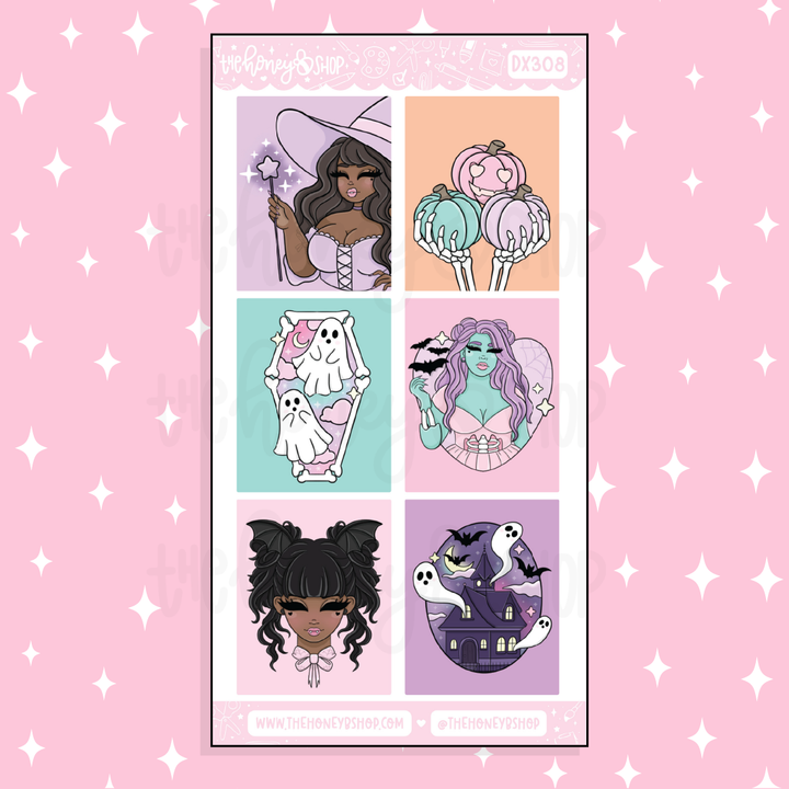 Pastel Spooky Full Boxes Doodle Sticker | October Patreon | Choose your Skin Tone!