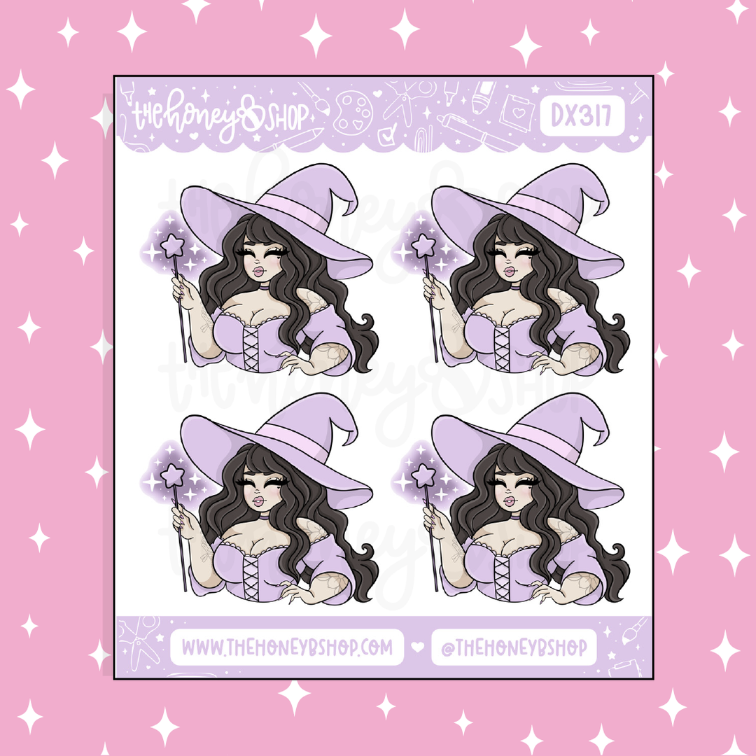 Pastel Spooks Witchy Babe Doodle Sticker | October Patreon | Choose your Skin Tone!