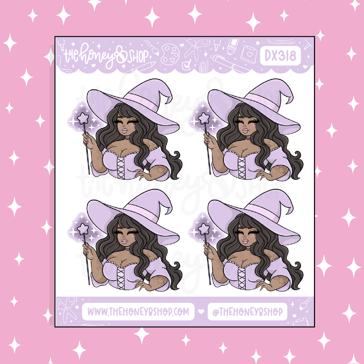 Pastel Spooks Witchy Babe Doodle Sticker | October Patreon | Choose your Skin Tone!